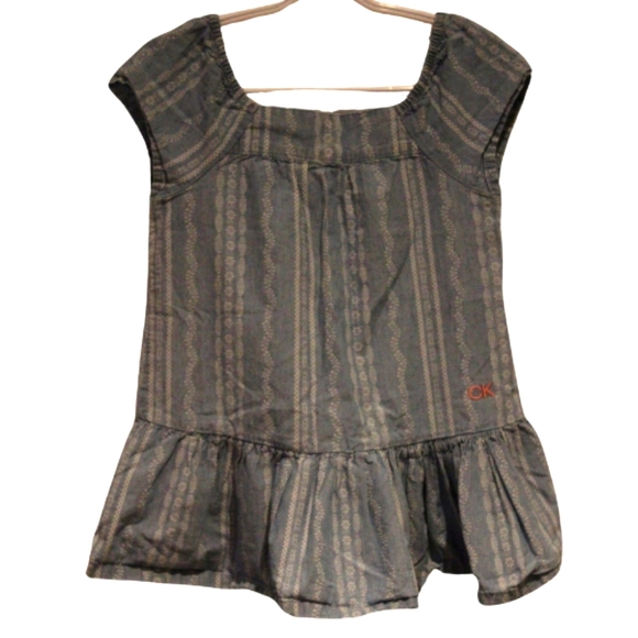 2/$20 🏷 Calvin Klein Light Denim Frill Tank Size 5 - Picture 1 of 3